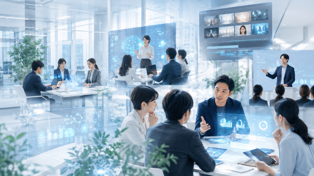 企業にAIの力を合わせて、効率化する